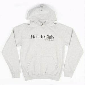 Sporty & Rich Health Club Hoodie Heather Grey & Black size large